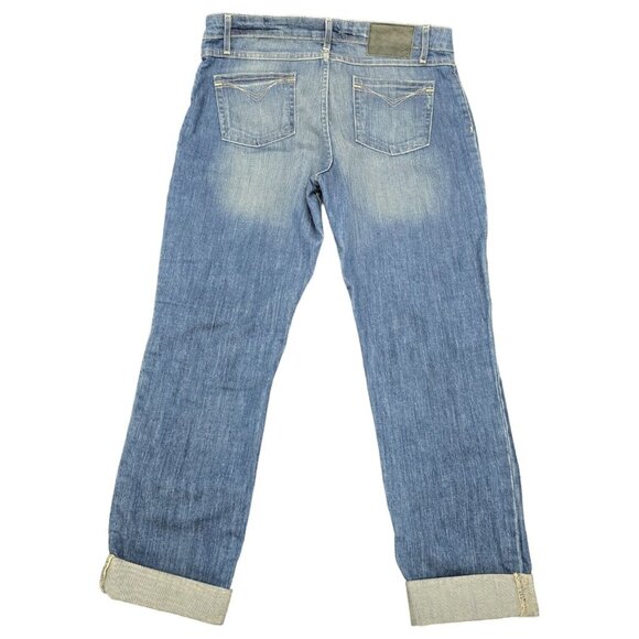 Vtg Harley Davidson Denim Blue Jeans Sz 29 Relaxed Distressed Light Wash Cuffed - Picture 2 of 13